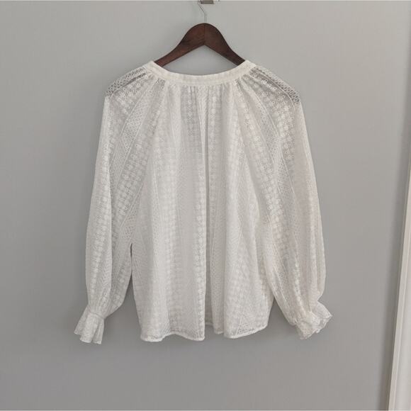 Women's Supply & Demand Daphne White Lace Sleeve Blouse Top Medium Oversized - Picture 6 of 8